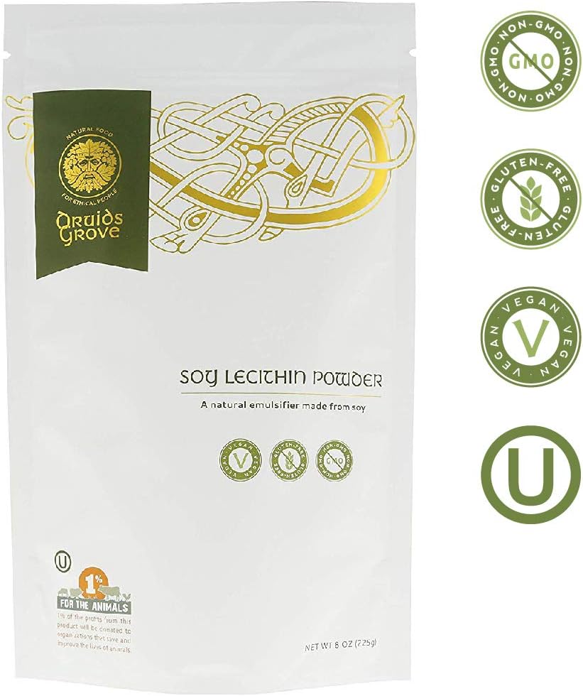Druids Grove Soy Lecithin Powder Vegan โ Non-GMO Gluten-Free OU Kosher Certified - 8 oz.