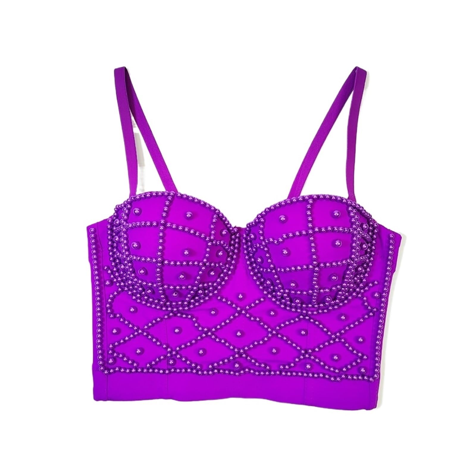 Top Brillantinato Donna Corsetto di Tendenza Femminile Top da Donna Crop Top Push Up Reggiseno a Tubo Nightclub Perla Corto Fascia Toracica Canotta Sexy