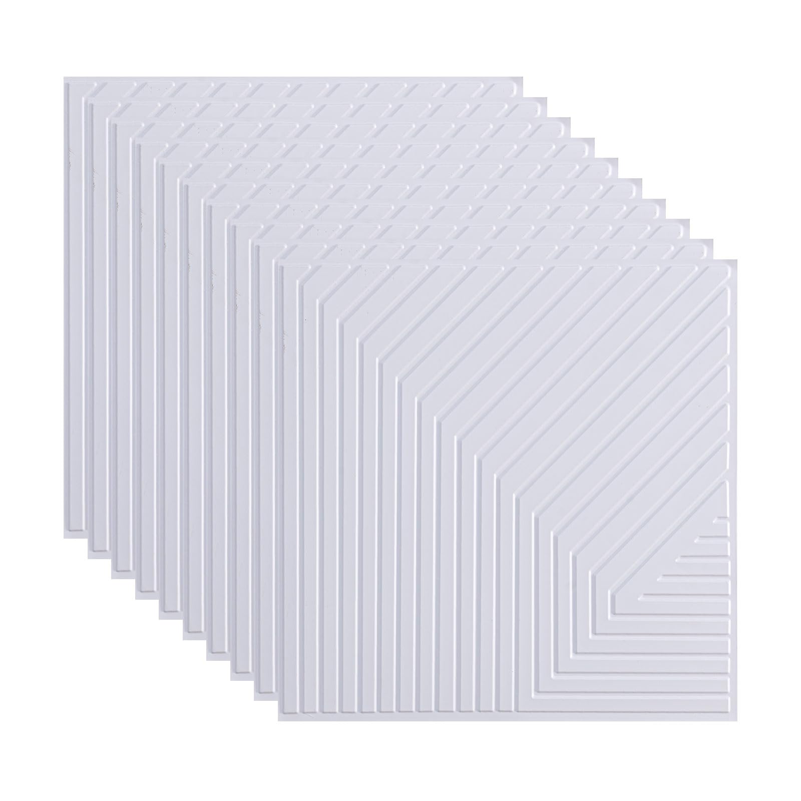 Inscrip 3D Wall Panels, 10Pcs 30cm x 30cm Self Adhesive Brick Effect Wall Panels, Waterproof Foam Wall Panel DIY Wall Stickers for Kitchen, Bathroom, Living Room (White)
