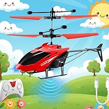 Remote Control Helicopter Toy for Kids Gravity Sensing Helicopter with, Rechargeable Battery, LED Lights Indoor Toy for Ages 6+ Birthday Gift Chirstmas Gift, (Pack of 1) (RED)