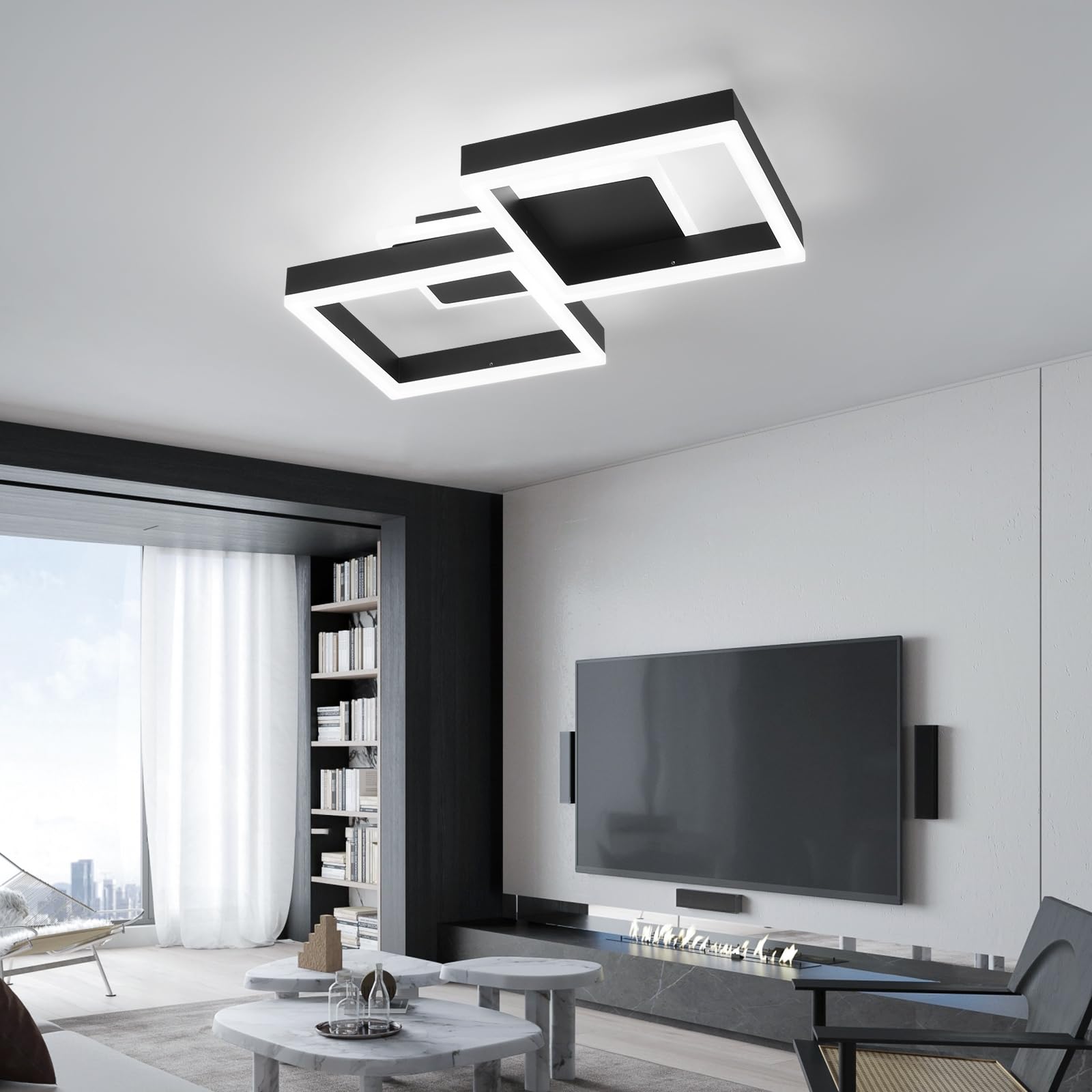 MYCUL Plafon Led Techo Regulable con Mando a Distancia,Negro | Lámpara de Techo con Temperatura de Color Ajustable,32W iluminación de Techo de Diseño Moderno para Salón,Dormitorio,Cocina