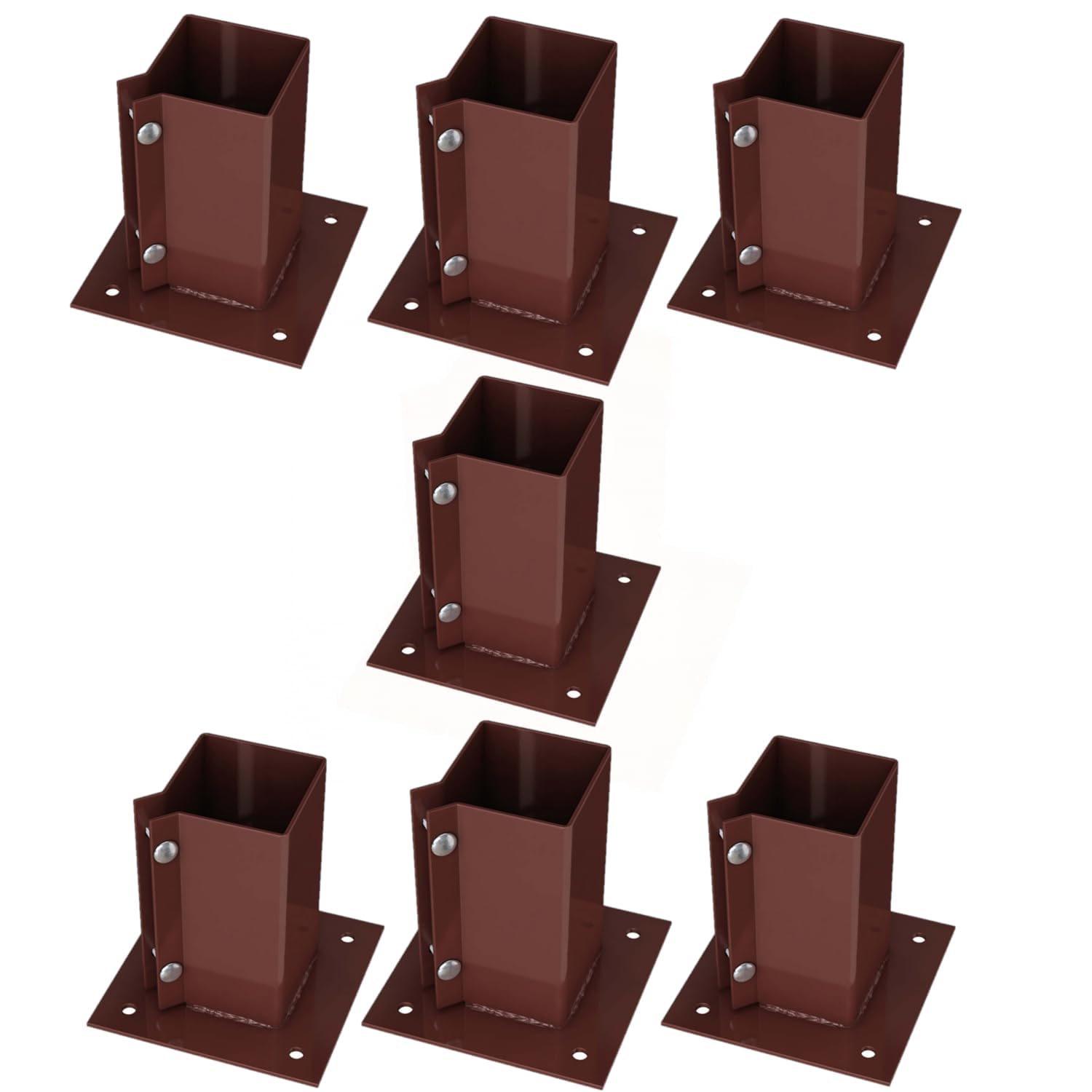 Silver Star® Heavy Duty Steel Bolt Down Fence Post Holder/Support Base (7 Pack (75x75mm))