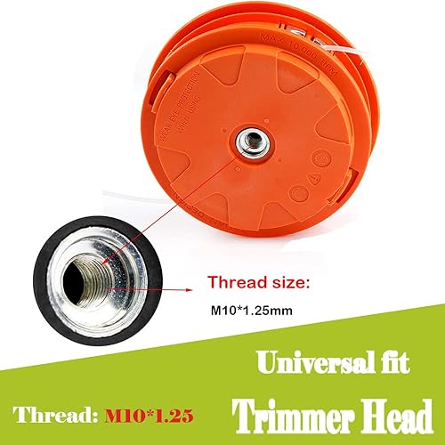 Miniatura 3 de Ball's Outdoor Aleación Universal Twister Bump Alimentación Línea Trimmer Cabeza Whipper Cepillo Cortador, Tamaño de Rosca M10x1.25 Mano Izquierda