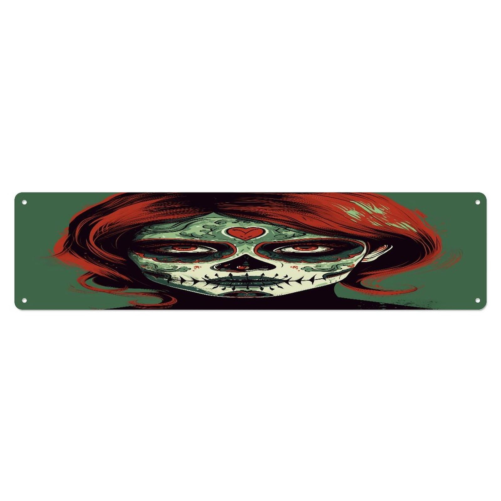 Adfgyerh Style Skull Makeup Wall Decor Aluminum Waterproof. Plaque, Practical Gift,Sign 15.7X3.9 Inch Poster,For Home, Office, Business, Garage– Indoor/Outdoor