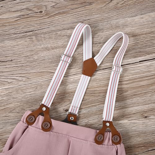 Image of YALLET Toddler Baby Boy Clothes Suit Gentleman Wedding Outfits Formal Dress Shirt+Bowtie+Suspender Pants