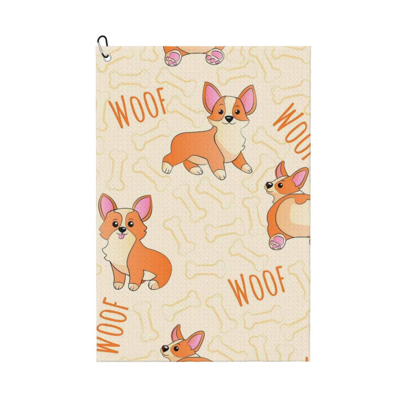 Hnnkloy Corgi With Bones And Words, 16x24 in Portable Waffle Golf Towels with Carabiner Clip for Golf Bag