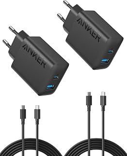 Anker ładowarka USB-C, 20 W, kabel USB-C 150 cm | szybkie ładowanie przez 2 porty, do iPhone z serii 17/16/15, Galaxy, i