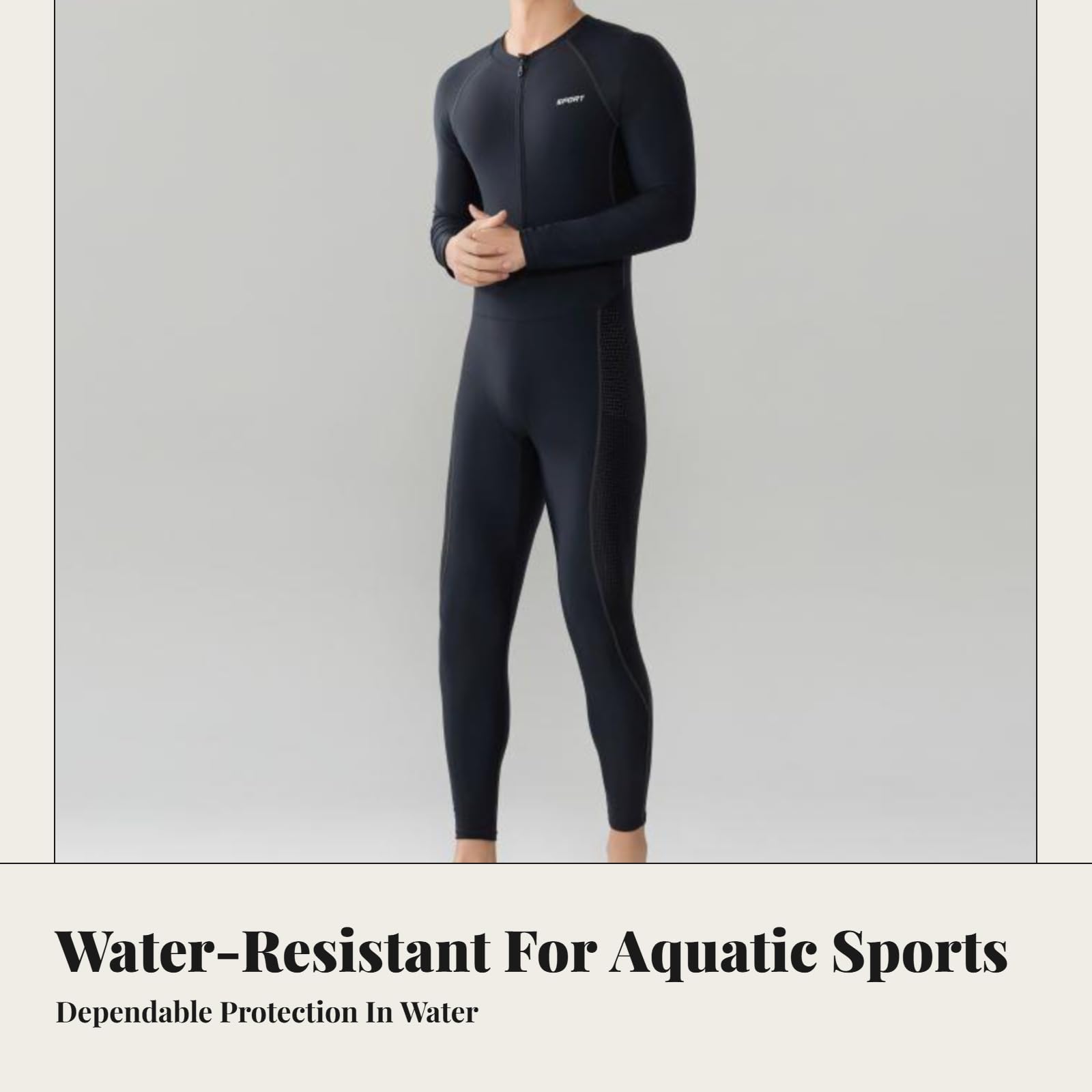 Tuta Intera Uomo Manica Lunga Asciugatura Rapida Nuoto - Poliestere Sportivo per Fitness Palestra e Sport- N5 Nero Grigio L