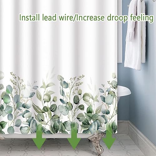 Miniatura 78 de Cortina de ducha de baño con temática de dinosaurio, cortina de ducha de hojas tropicales de dinosaurio verde con ganchos, cortina de ducha de tela