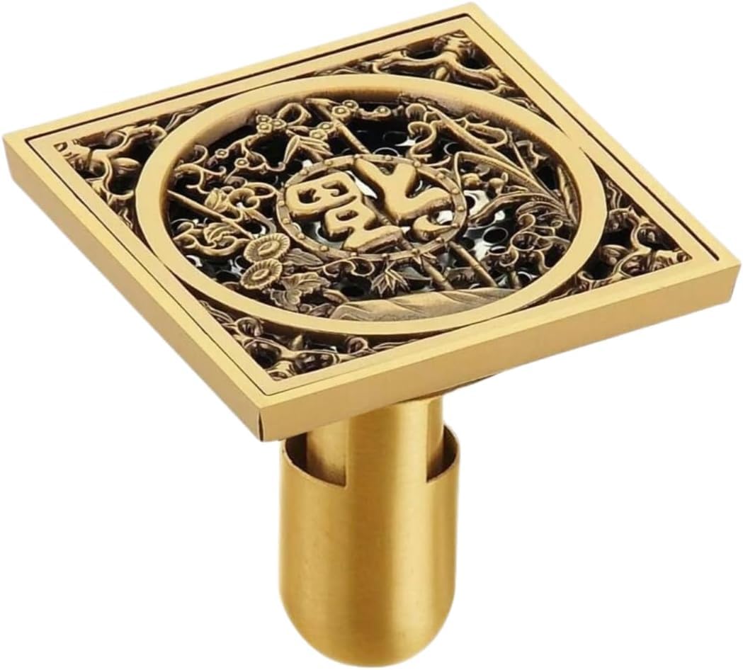 Paqwtyb Fukutake Floor Drain, Antique Brass Deodorizing Floor Drain For Bathroom Shower Room Sewer Dual Use