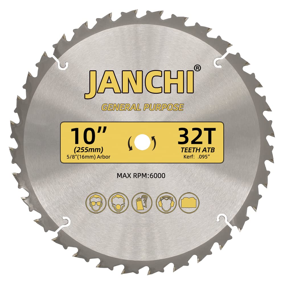 Confezione da 3 lame combinate per la lavorazione del legno da 25,4 cm, 32T, 60T e 80T, con albero da 5/8", lama sottile da 0,95 cm, lama smussata in carburo di tungsteno, ideale per vari tagli di