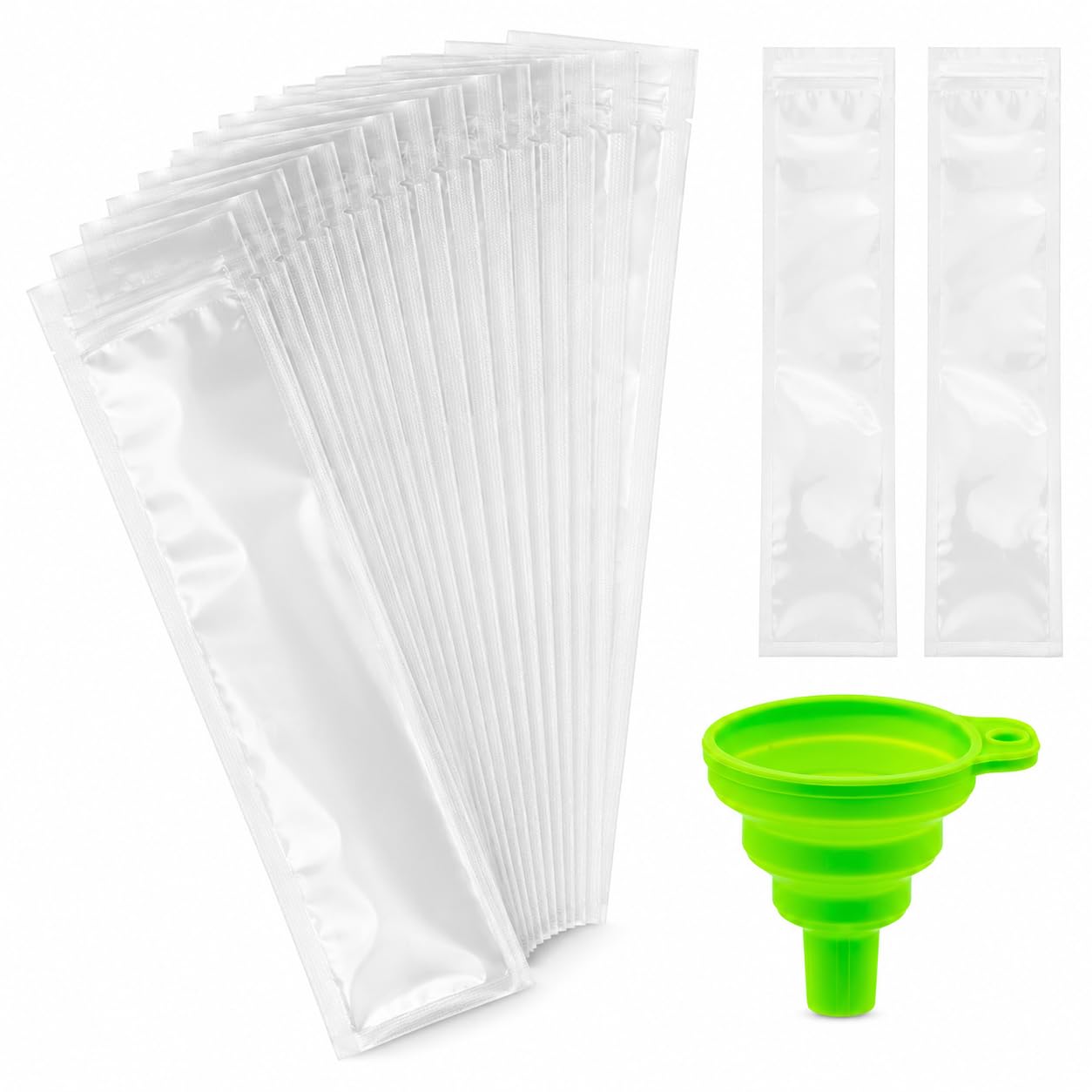 50 PCS Ice Pop Bags, Ice Lolly Moulds, Ice Lolly Bag, Disposable Popsicles Moulds Bag with Funnel, Reusable Zip Seal Freezer Tubes for Homemade Snacks: Yogurt, Juice, Smoothies. Leakproof DIY Bags
