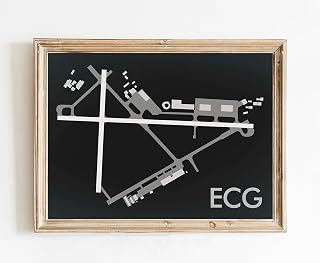 Modern Poster of Elizabeth City Regional Airport Ecg | 11x17 12x18 16x24 24x36 Unframed Wall Art | Minimal Traveler Print for Gift | Minimalist Home Office Decor