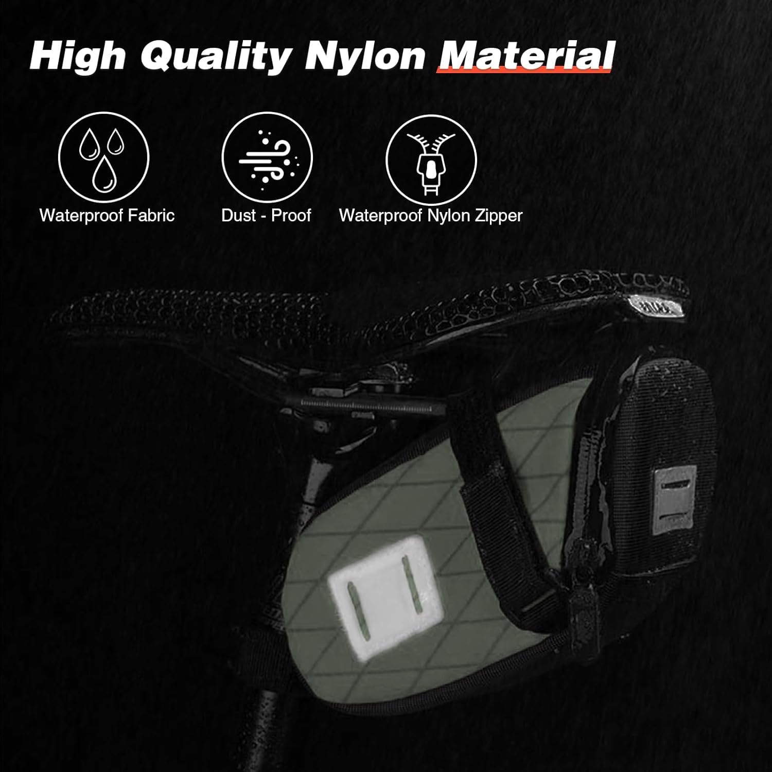 ZUKKA Alforjas para sillín de bicicleta con reflectante Under Saddle Bag Storage Pouch Waterproof Bag Cycling Pack Universal Fit 1.3L Capacity Lightweight for Mountain Bike Road Bike