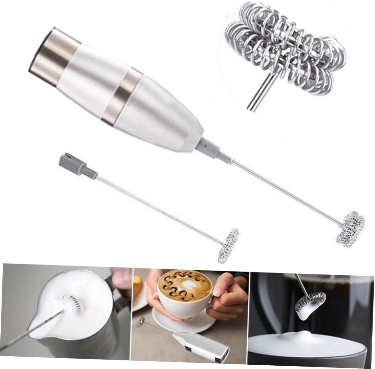 Cabilock Handheld Milk Frother Wand Electric Coffee Mixer Battery-operated Milk Frother Easy to Clean for Daily Use