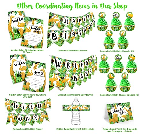 Golden Safari Birthday Banner Pennant - Safari Party Decorations - Safari Party Supplies - Wild One Birthday Decorations - Jungle Party Supplies - Birthday Banner #TOP1