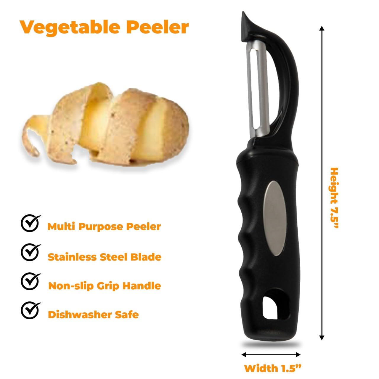 Pelador de patatas - Pelador de verduras para cocina - Pelador de verduras para zurdos de acero inoxidable - Peladores para cocina de acero inoxidable 3