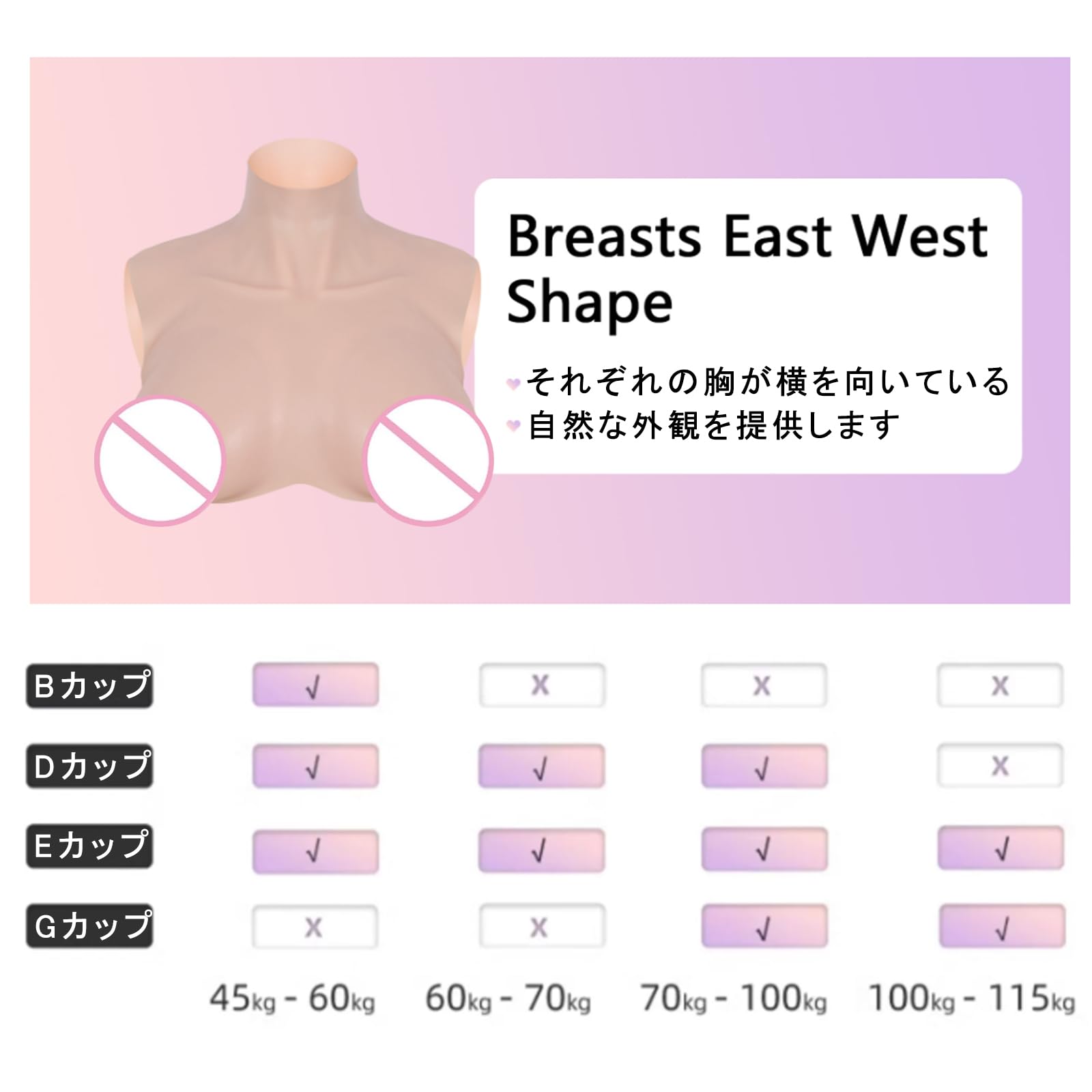 Amazon.co.jp: 第12世代 シリコンバスト East West Shape 人工