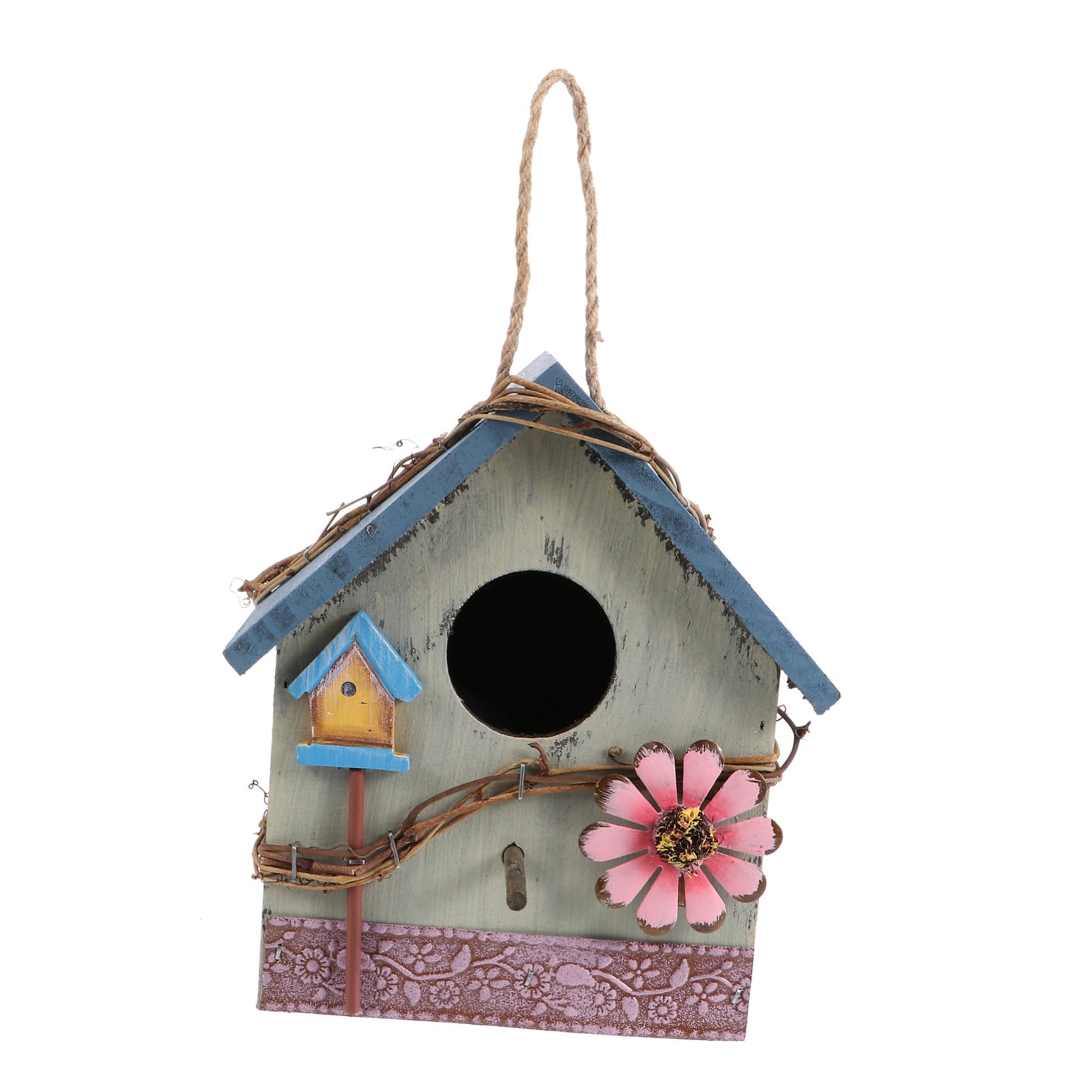 KOMBIUDA per Uccelli da Esterno in Legno con Design Unico per Pappagalli e Uccelli Selvatici Mangiatoia Sospesa Decorativa per Giardino Patio e Balcone Idea Regalo per Amanti della Natura