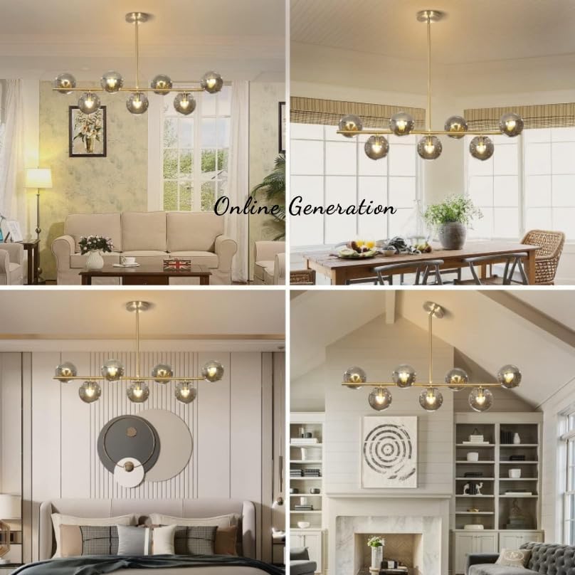 Image of Wall Lamp Chandelier Pendant Light, Home Decor for Bedroom, Living Room, Hallway, Cafe, Hotel, Restaurant (7 Light Black Hanging LAMP with LED Bulb Pack of 1)