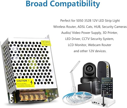Miniatura 5 de SHNITPWR Adaptador de transformador de potencia de conmutación 12V 5A AC 110V  220V a DC 12 voltios 5amp 60W 4.5A 4A 3.5A 3A Convertidor LED Driver