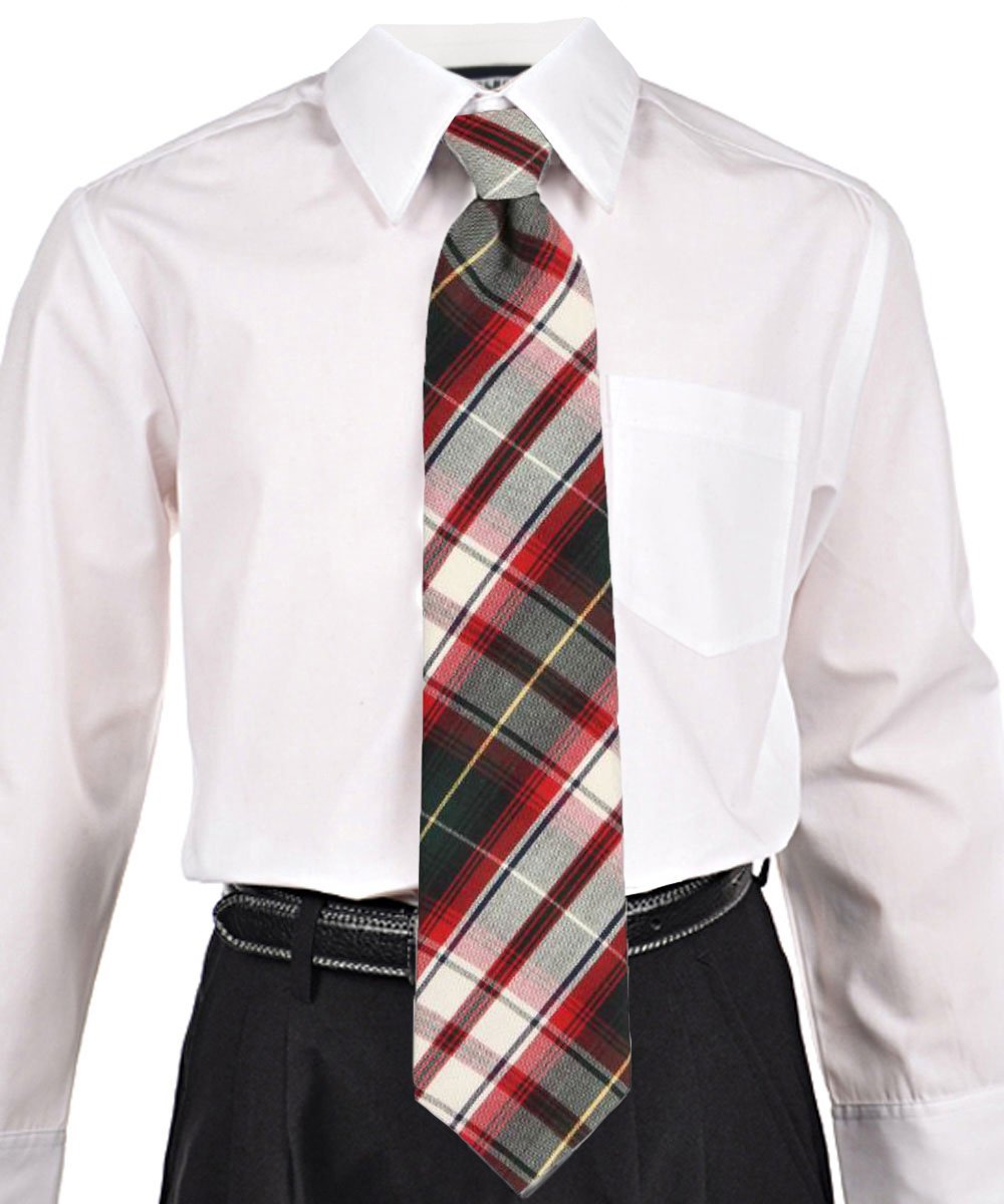 Cookie's Adjustable Banded Necktie with Clip - white/red/green gold *plaid