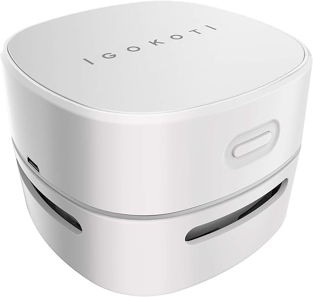 IGOKOTI Desk Vacuum Cleaner Mini Rechargeable Desktop Dust Handheld Cordless Vacuum Cleaner Tabletop Desktop Vacuum Sweeper Energy Saving Design (White)