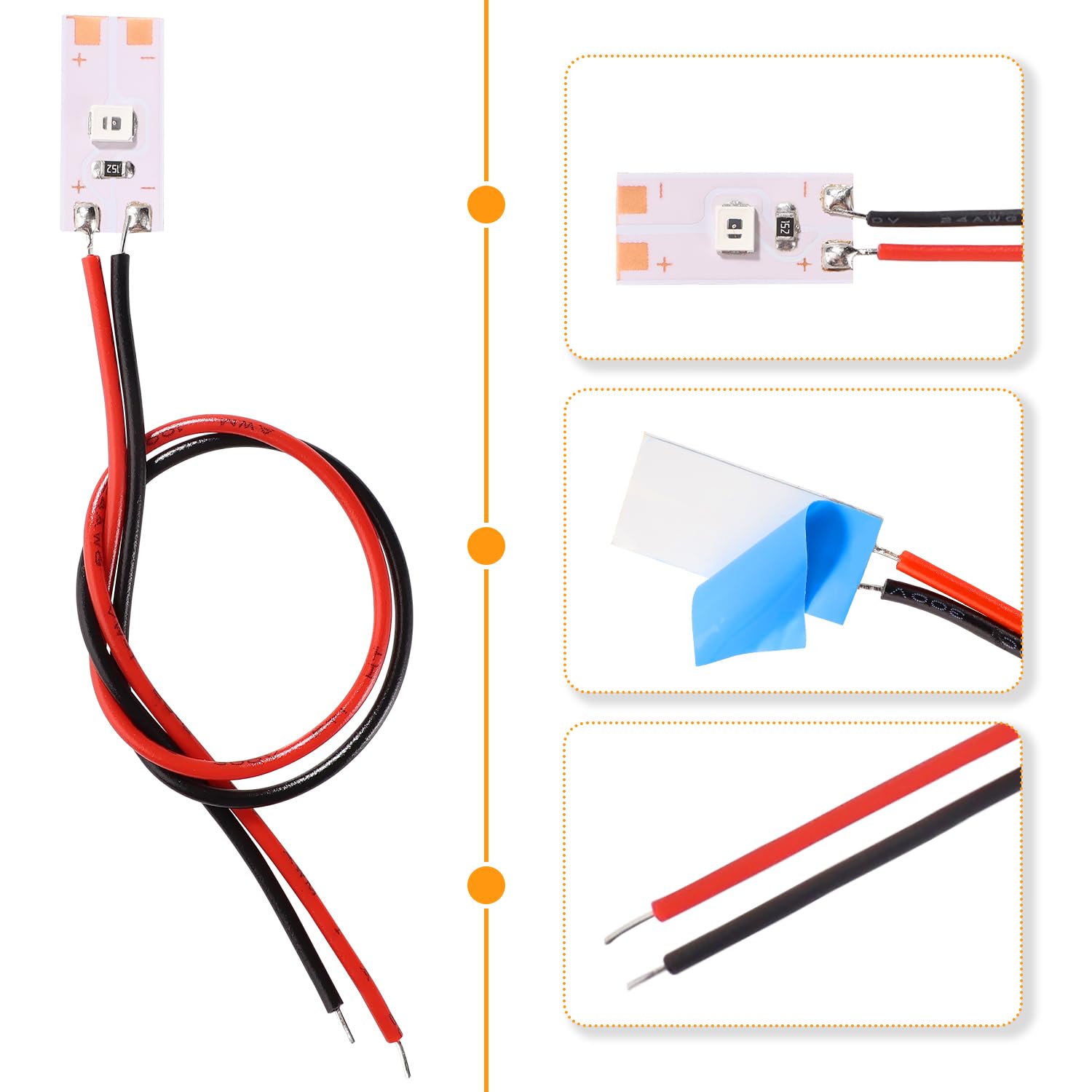 Lyeteung 15 PCS 17mm 12V - 18V Pre Wired Strip, 2835 SMD LED Model Railway LED Lighting, Red, 17mm - 15pcs - Image 3