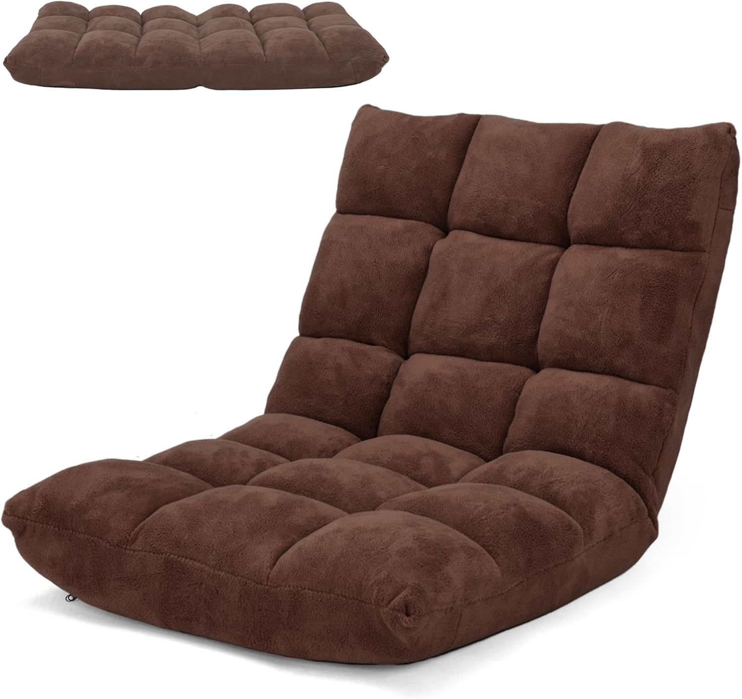 14-Position Floor Chair, Adjustable Folding Gaming Chair Lazy Sofa w/Cushion, Meditation Chair with Back Support, Folding Floor Couch for Reading Bedroom, Living Room for Adults Kid (Purple)