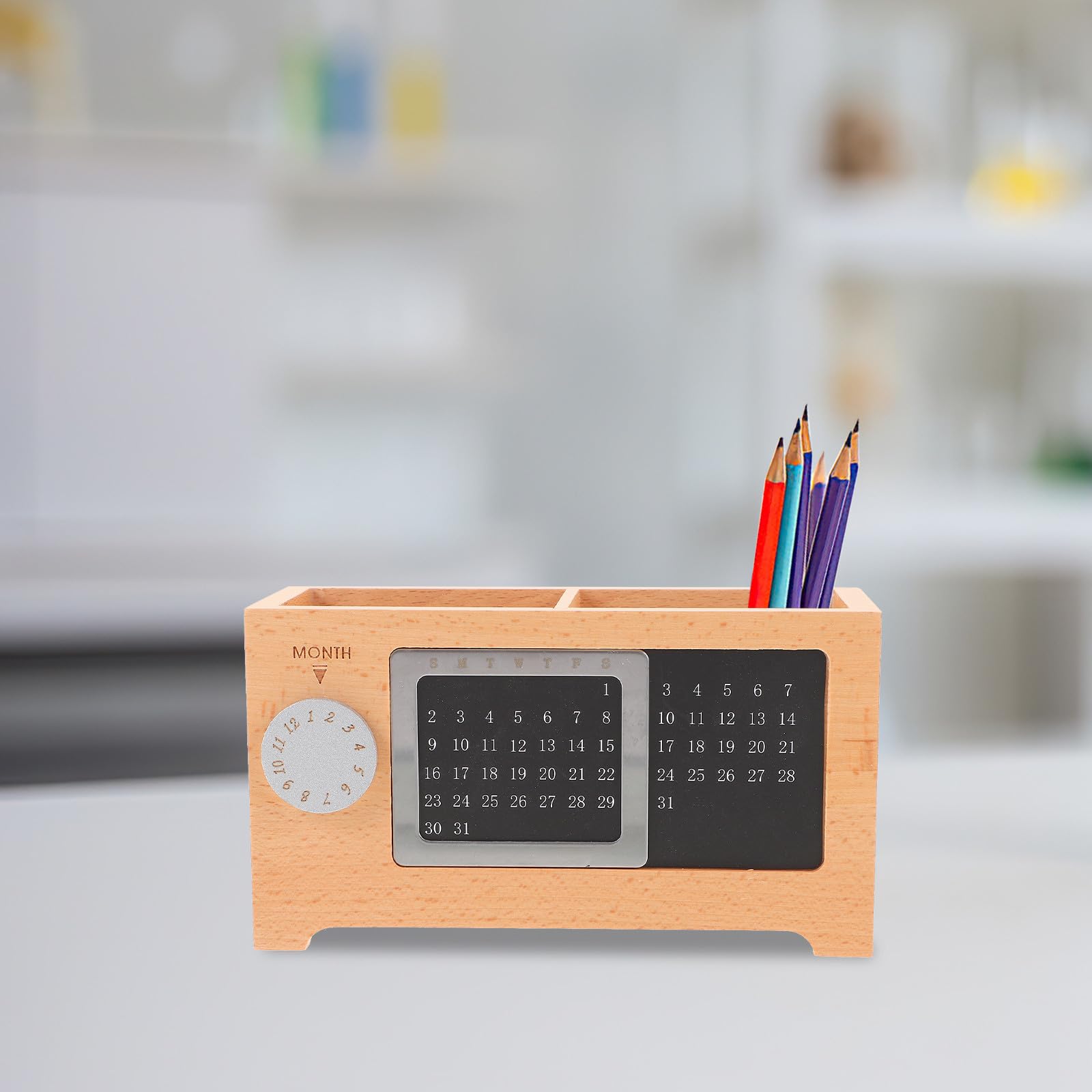 Zerodeko Portalápices de Madera para Escritorio, Organizador Multifunción
