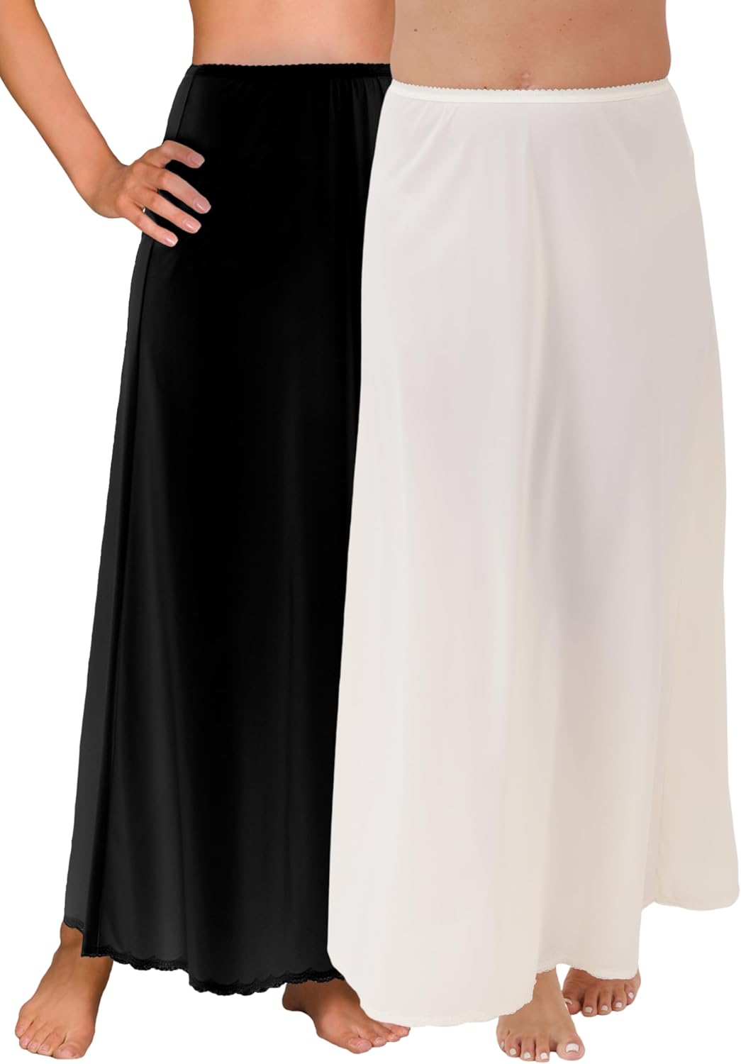 Shadowline Women’s 38 Inch Long Flare Half Slip– Nylon Tricot Underskirt, Non-Cling Womens Half Slip, Classic Womens Slip
