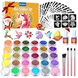 Kit Tatouage Paillettes Enfant- Bledras Tatouage Enfant Filles 30 Couleurs, 147 Pochoir Ta...