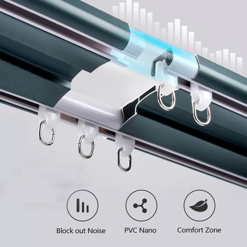 Riel deslizante ajustable de aluminio doble para techo para separadores de habitaciones y s (1,5 m a 3,8 m), ideal para dormitorio y sala de estar (1,30 m)