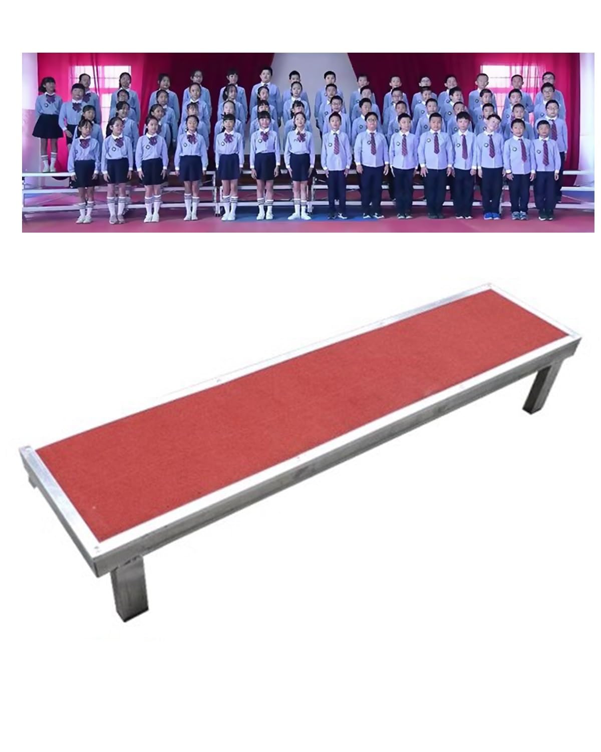DUANHOZ Adjustable School Choral Risers 1/2/3 Tier Choir Steps for Weddings & Ceremonies Durable Lectern Stand & Podium Stool for Concert Halls (128x30x20cm)