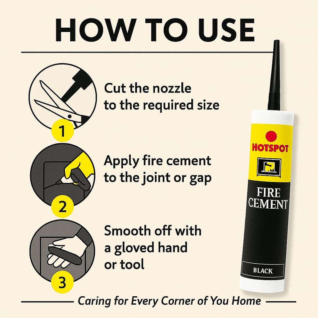 Hotspot Fire Cement 310ml – High-Temperature Resistant Fire Cement for Stoves, Fires, and Chimneys – Available in Black or Buff – Ideal for Sealing and Repairing