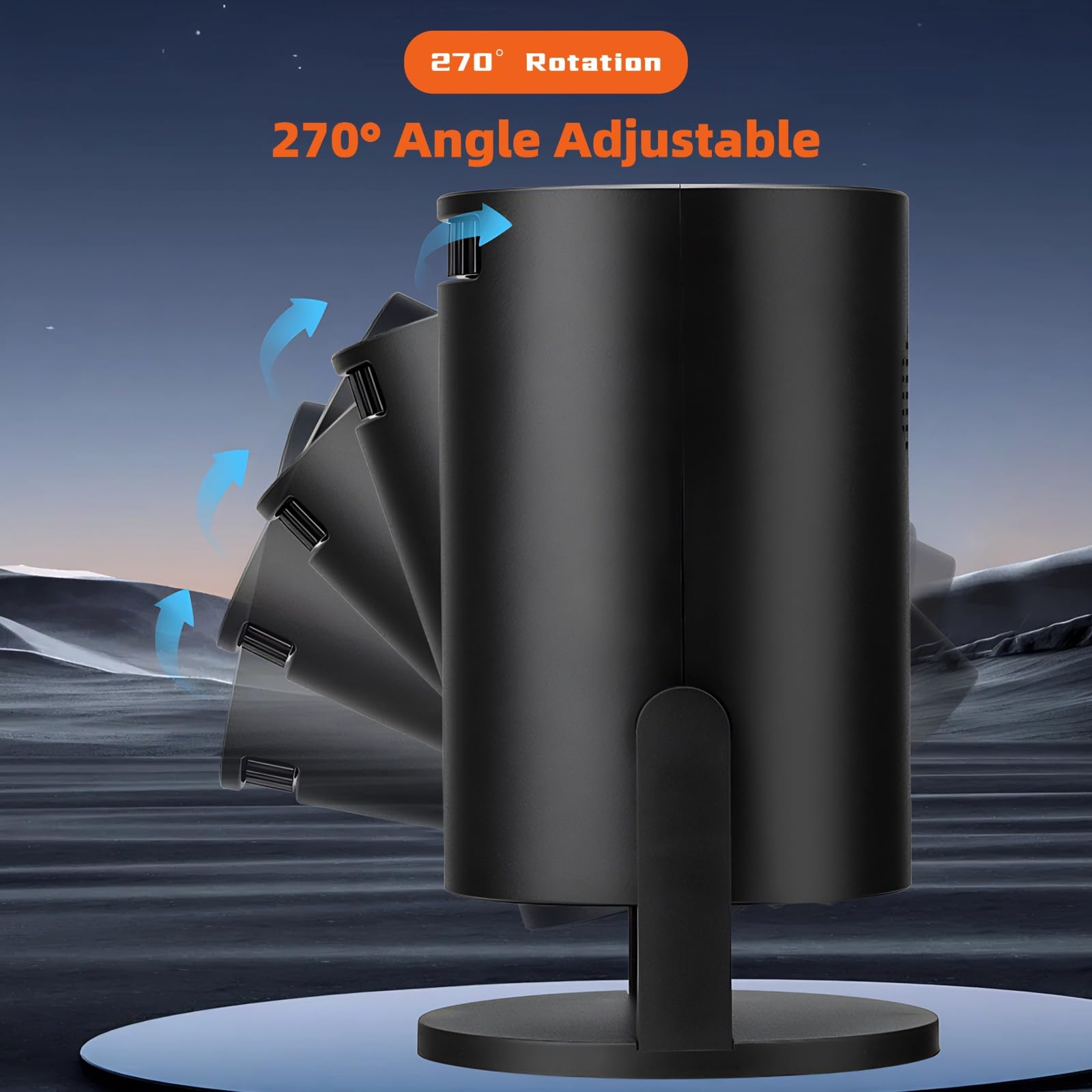 Proiettore Portatile 1080P Regolabile a 270° con WiFi per Home Theater e Cinema all'Aperto Compatibile con Smartphone Portatile TV Stick Schermo da 150 Pollici HDMI USB
