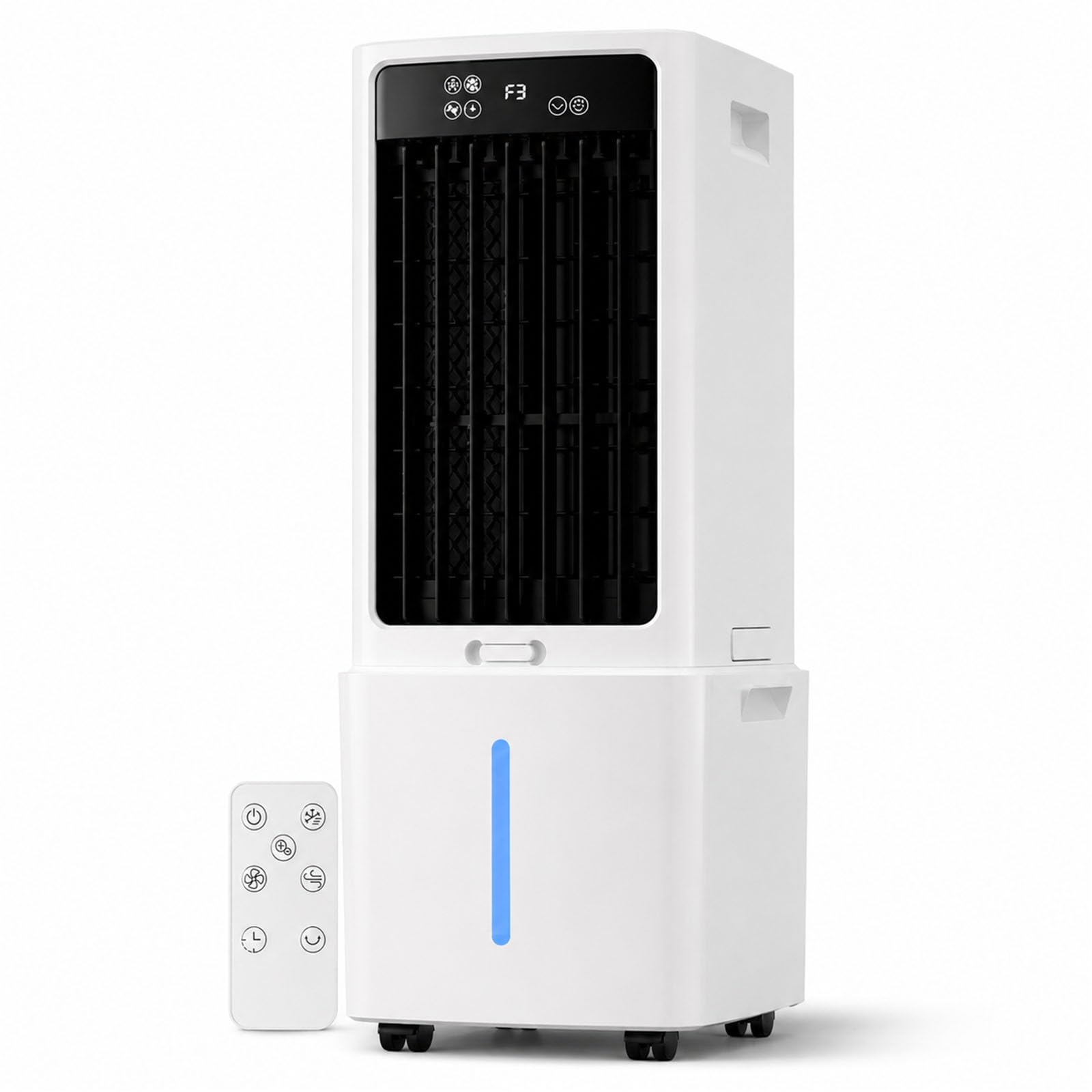 Ksdbgvf White Portable 12L Evaporative Air Cooler With Smart Touch Display, 3 Speeds, 3 Modes, 12H Timer, Oscillating Cooling Fan With Detachable Water Tank For Bedroom, Home, Office Room
