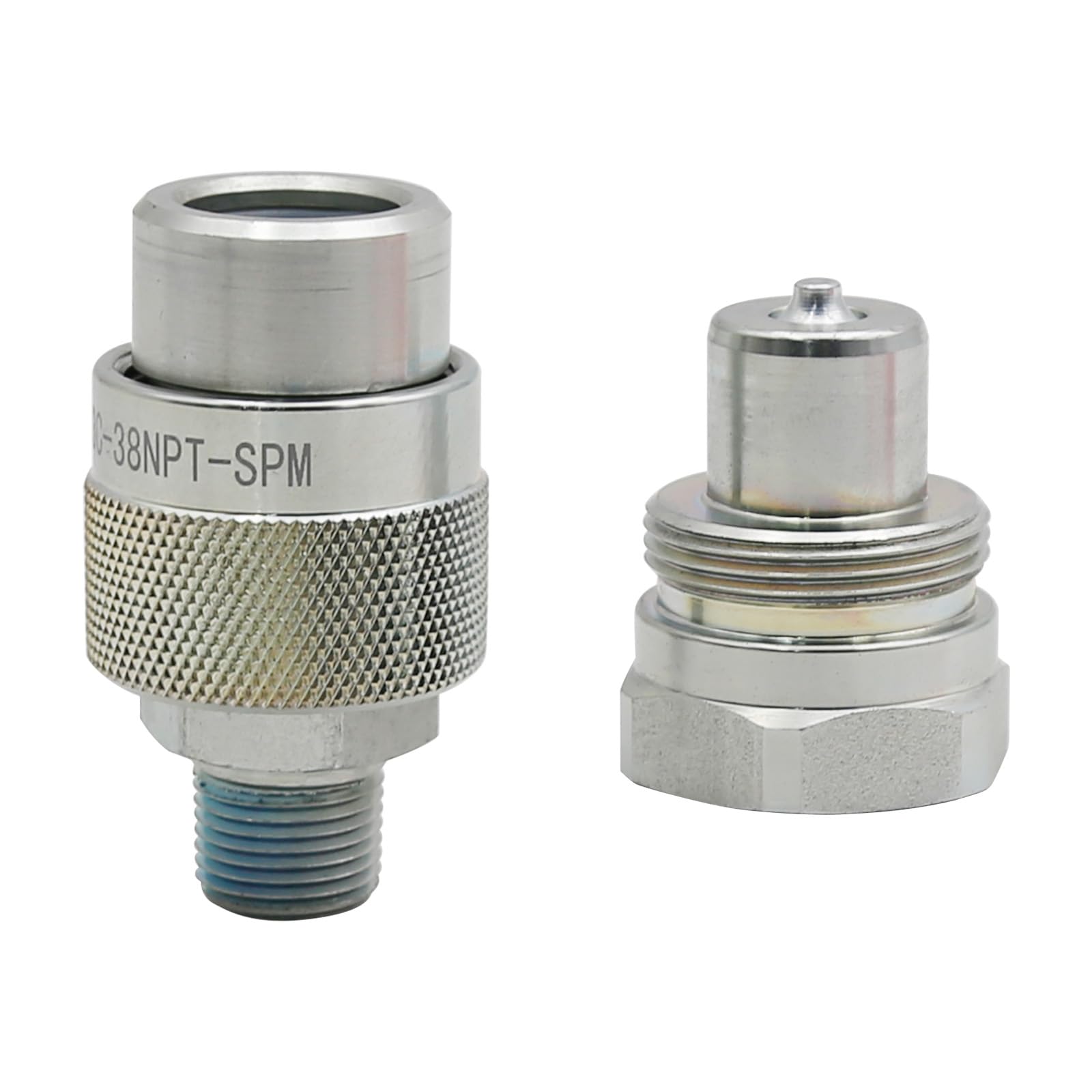 Taper Face Coupling 3/8' NPT with 2 Dust Caps C-604 10,000 PSI High Pressure High Flow Connect and Disconnect Hydraulic Quick Couplings