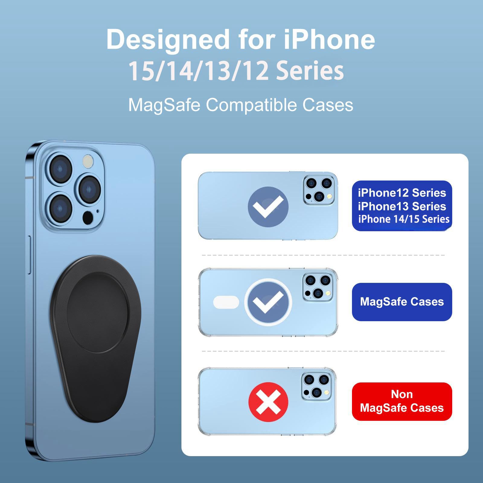 Cover MagSafe iPhone 15 Plus e 14 Plus Antiurto - Anello supporto pieghevole Nero - Italiano