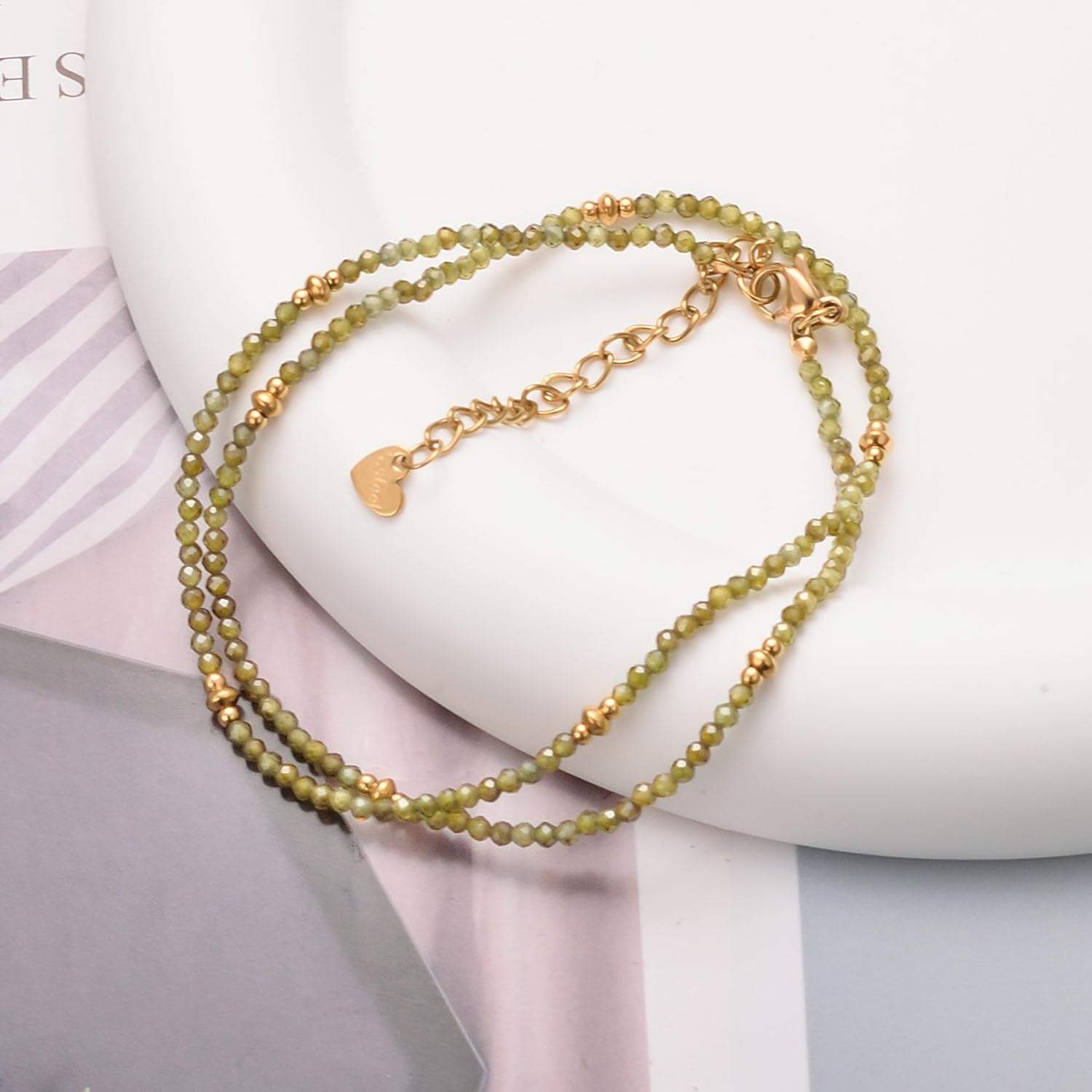 Aleasha Gemstone Beaded Choker Spinel Lapis Lazuli Amethyst Turquoise 14" Necklace for Women Gold Stainless Steel Handmade Strand Boho Jewelry - Image 7