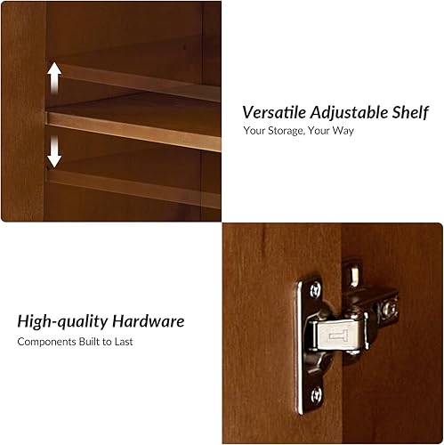 Miniatura 4 de HULALA HOME Moderno armario de cocina con diseño geométrico 3D, armario de piso independiente con 3 puertas y 2 estantes interiores ajustables para