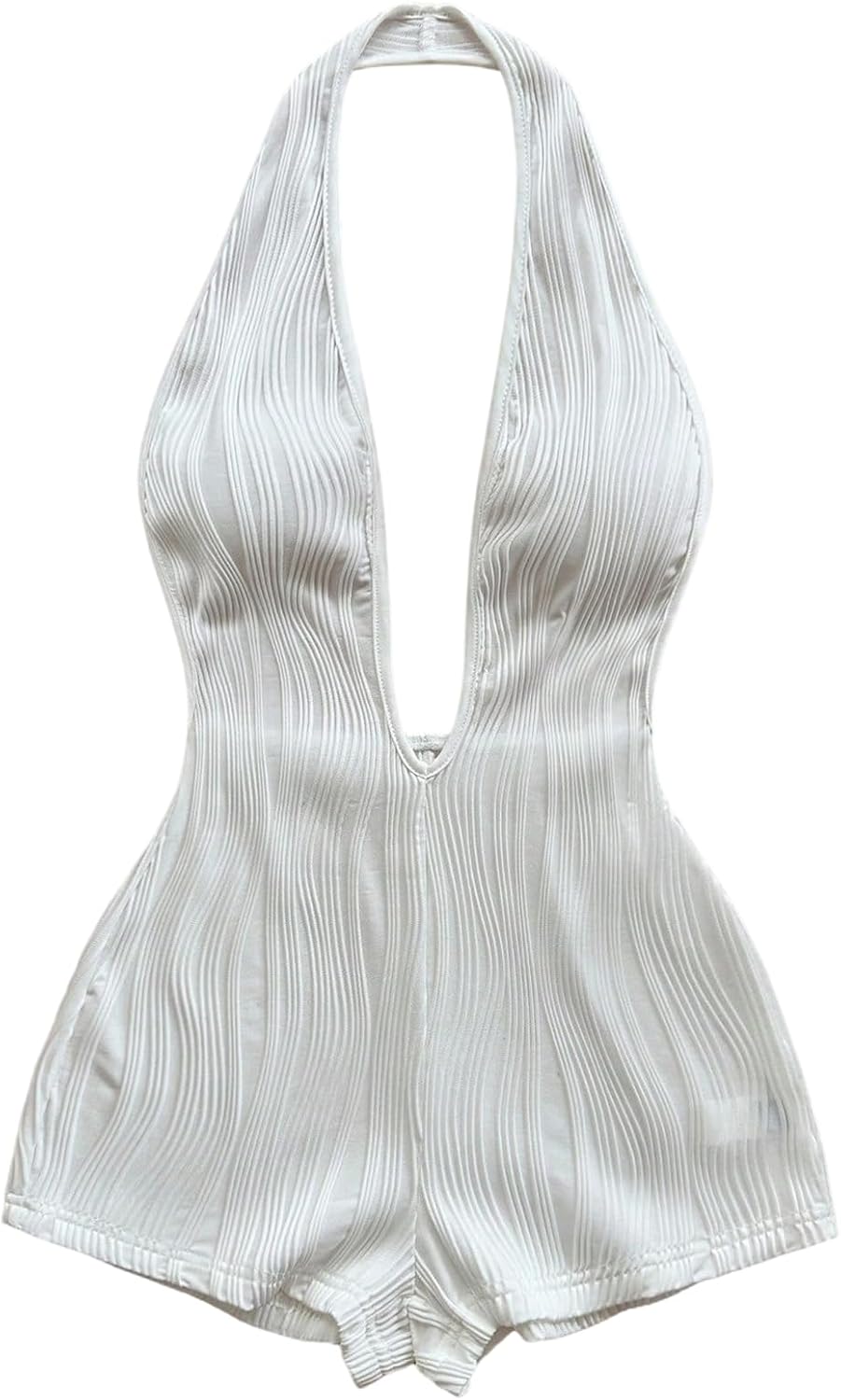 MakeMeChic Women's Cow Print Zebra Halter Short Rompers Deep V Neck Backless Summer One Piece Jumpsuits