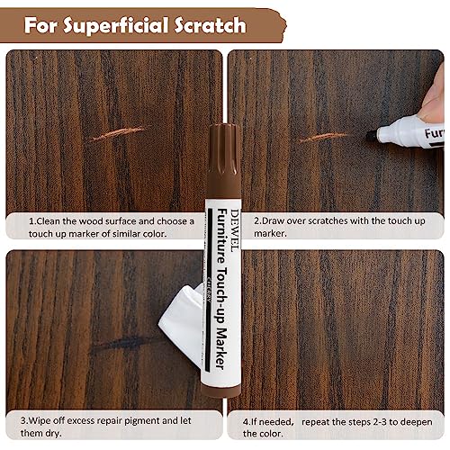 DEWEL Wood Furniture Repair Kit, 8 Colors Wood Fillers and Touch Up Markers, Upgrade Wood Repair Kit, for Scratches Cracks - Image 4