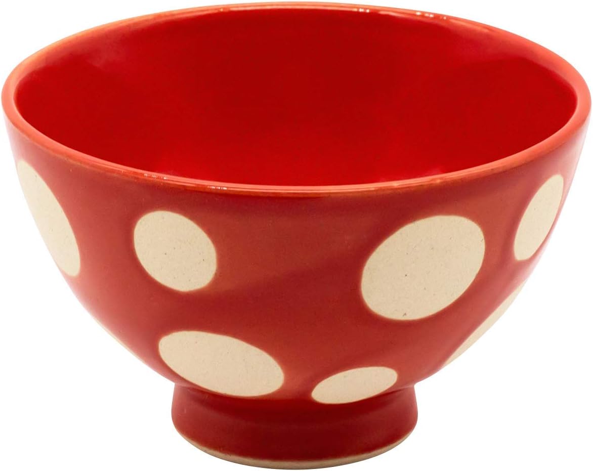 24to3西富陶磁器(Nishitomi) Hasami Ware 477260 Chojuro Kiln Rice Bowl, 4.3 inches (11 cm), White Dot, Black, Made in Japan