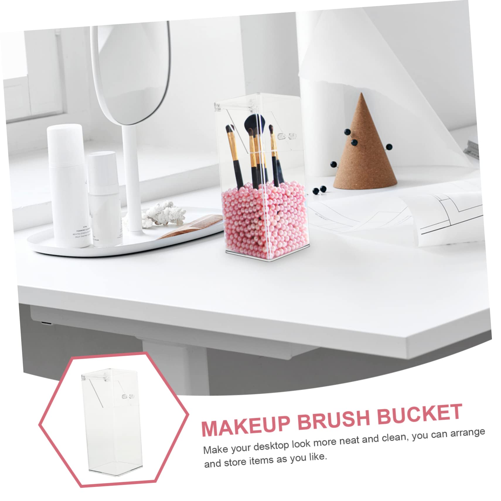 Baluue Cubo para Guardar Cosméticos de Transparente Caja para Guardar Maquillaje Contenedor para Brochas para Organizar Herramientas de Escritorio el Baño o Cuarto de Maquillaje