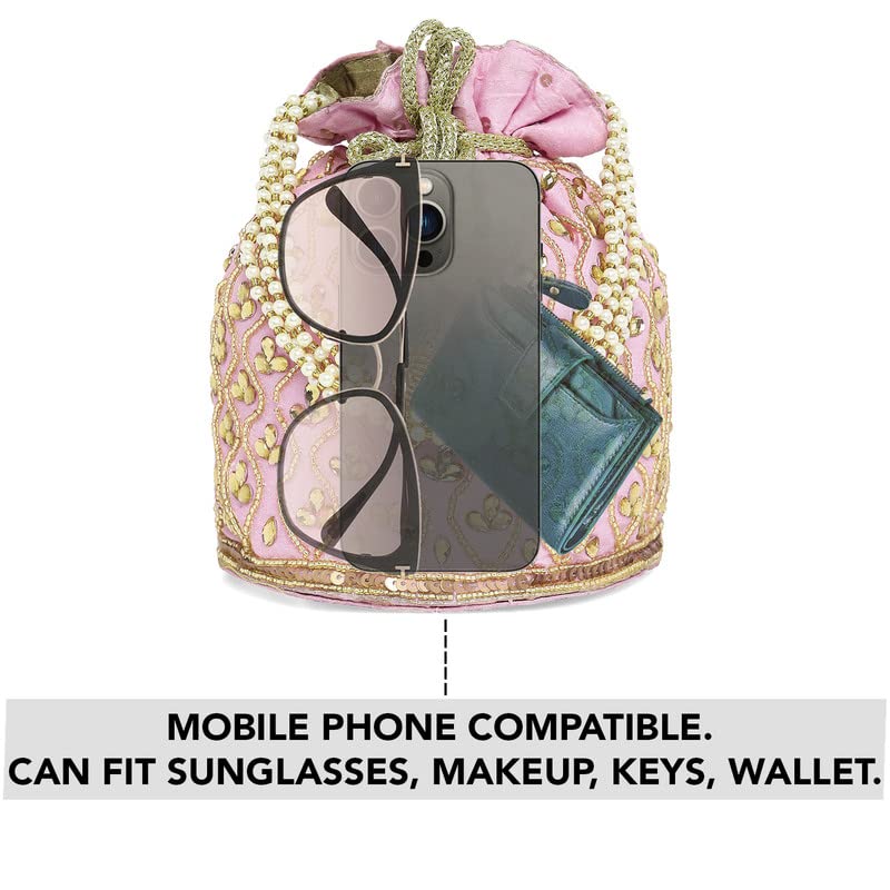 Image of Aheli Potli Bag Gift for Women Handmade Evening Wristlet Handbag Stylish Bridal Purse Fashion Bag