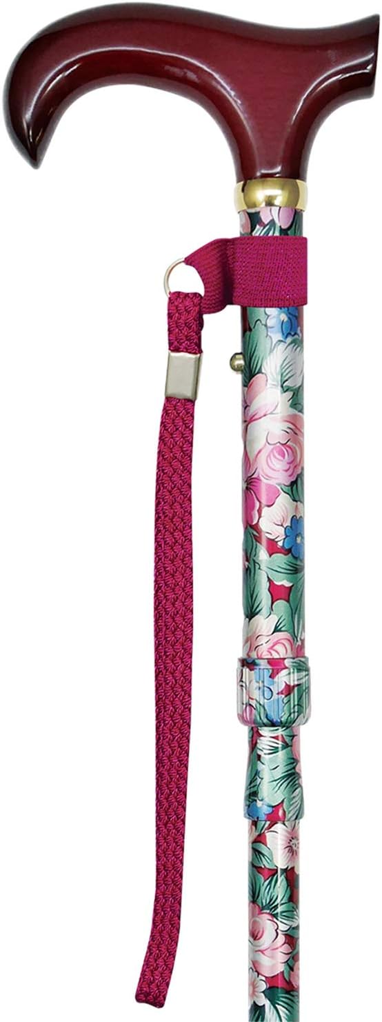 杖 折りたたみ 木製手元花柄アルミステッキ G-12‐SGマーク 女性