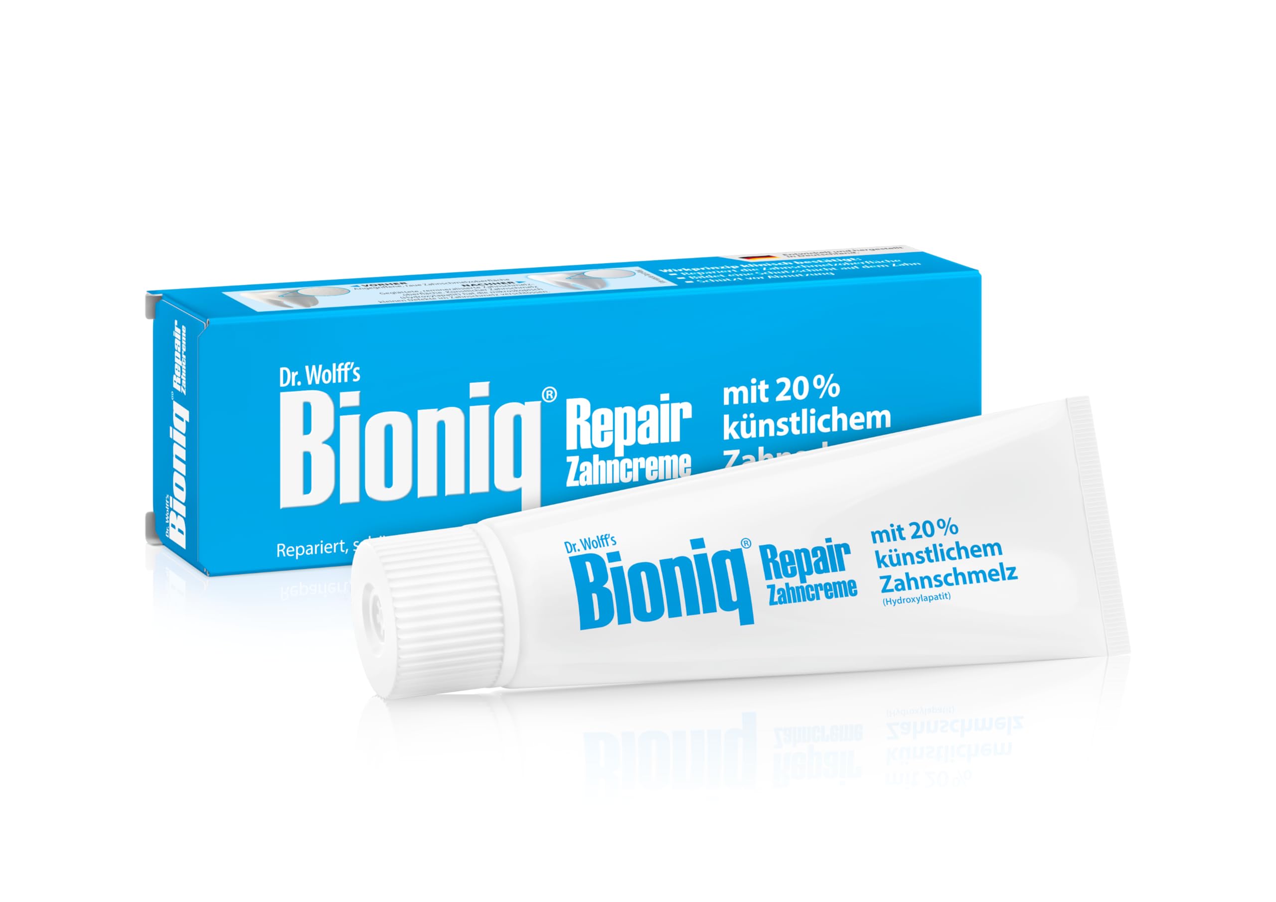 Bioniq® Dentifricio di riparazione - 6 x 75 ml - dentifricio riparativo con smalto artificiale, idrossiapatite protegge e rafforza lo smalto dei denti, senza fluoro