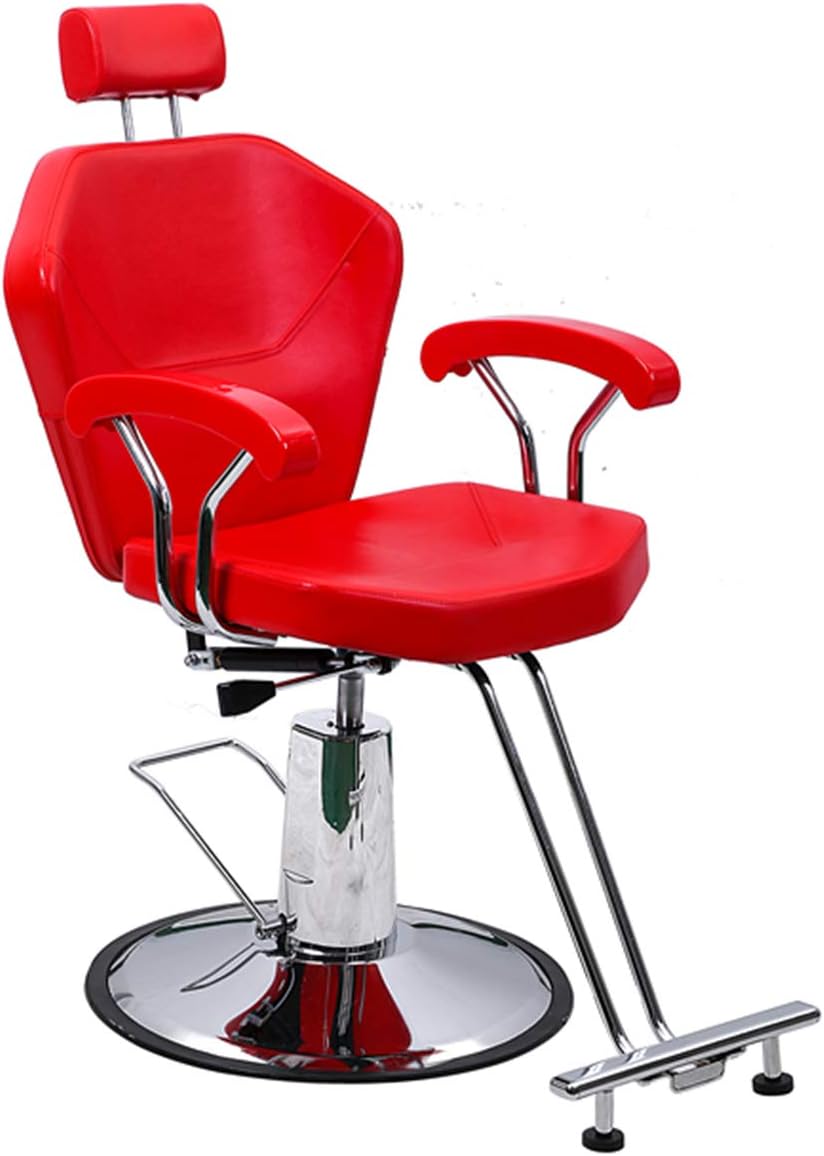 Funnylife Hydraulic Red Hair Stylist Chair for All Purpose Barber Styling Shampoo Waxing Eyebrow with Recline Function and Oil Pump