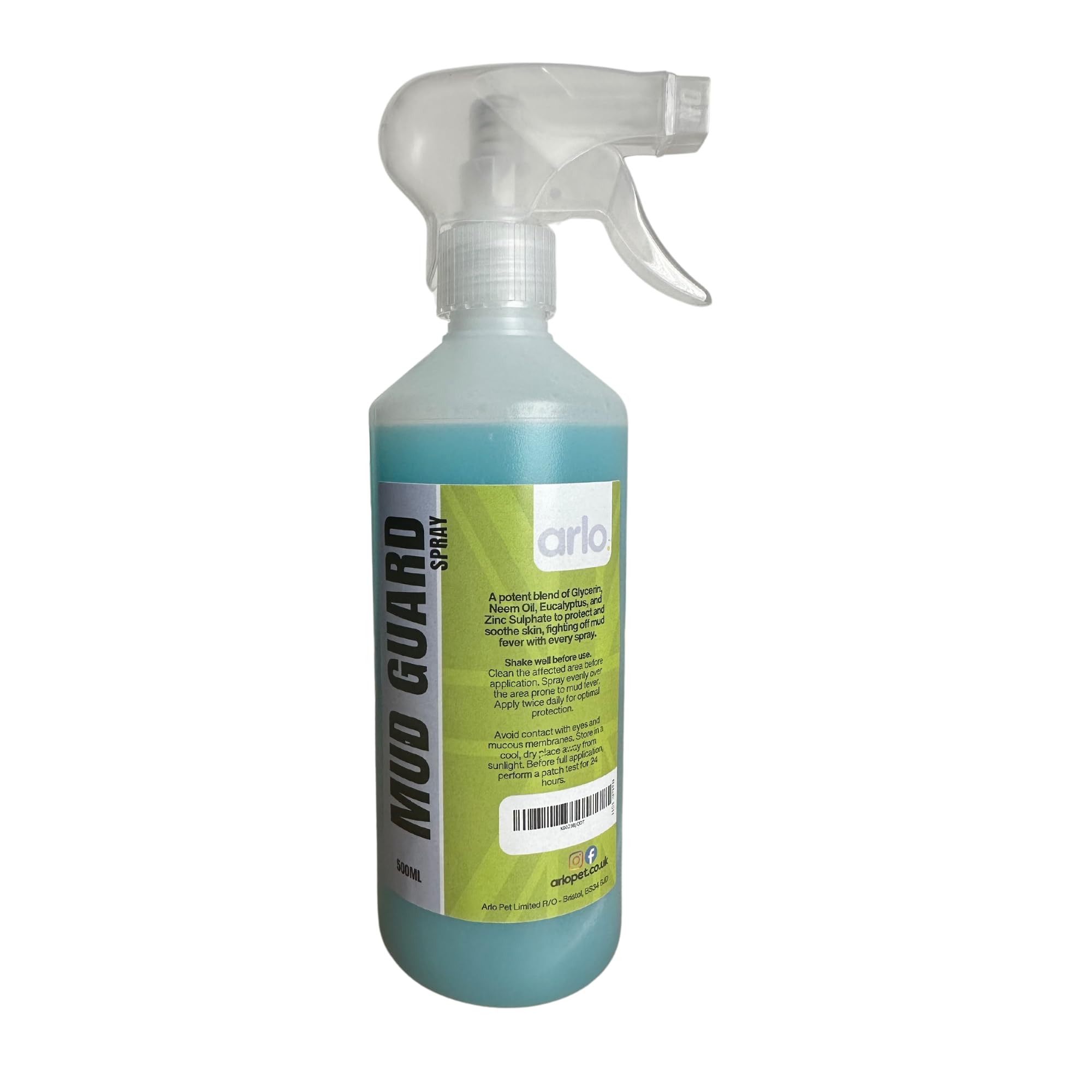 Mud Guard Spray for Horses 500ml | Mud Fever & Mud Rash Support | Protective Leg & Heel Barrier Spray | pH-Balanced Formula with Glycerin, Eucalyptus & Zinc Sulphate | Daily Skin & Pastern Care